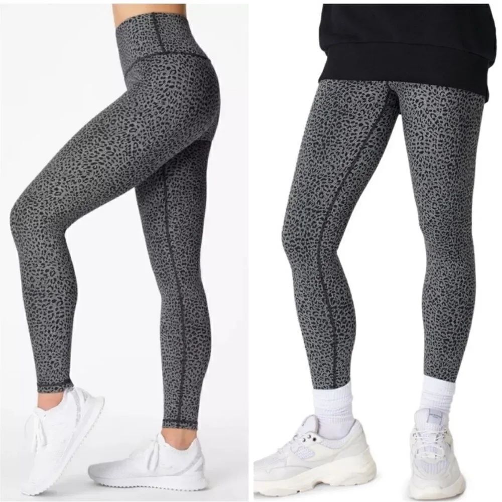 Sweaty Betty, Flatter Me Cheetah Print Leggings Black Gray, 7/8 length